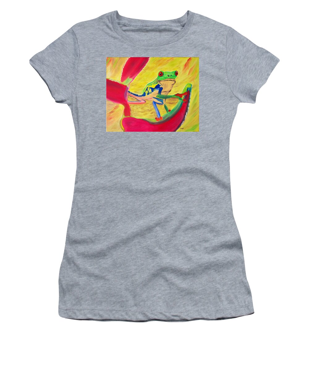 Tree Frog Women's T-Shirt featuring the painting Rainforest Melody by Meryl Goudey