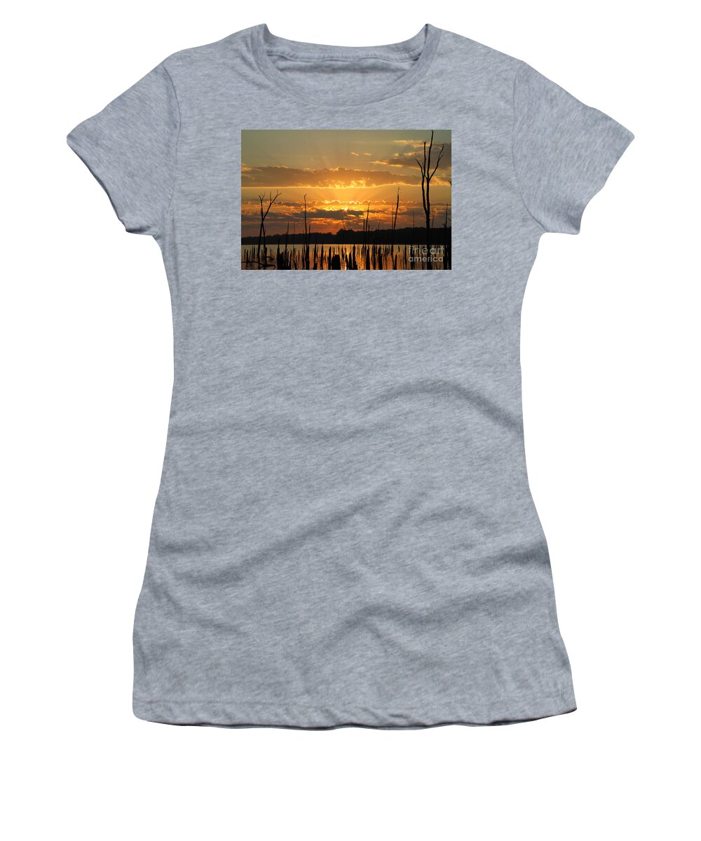 Sunrise Women's T-Shirt featuring the photograph Golden sunrise #2 by Roger Becker