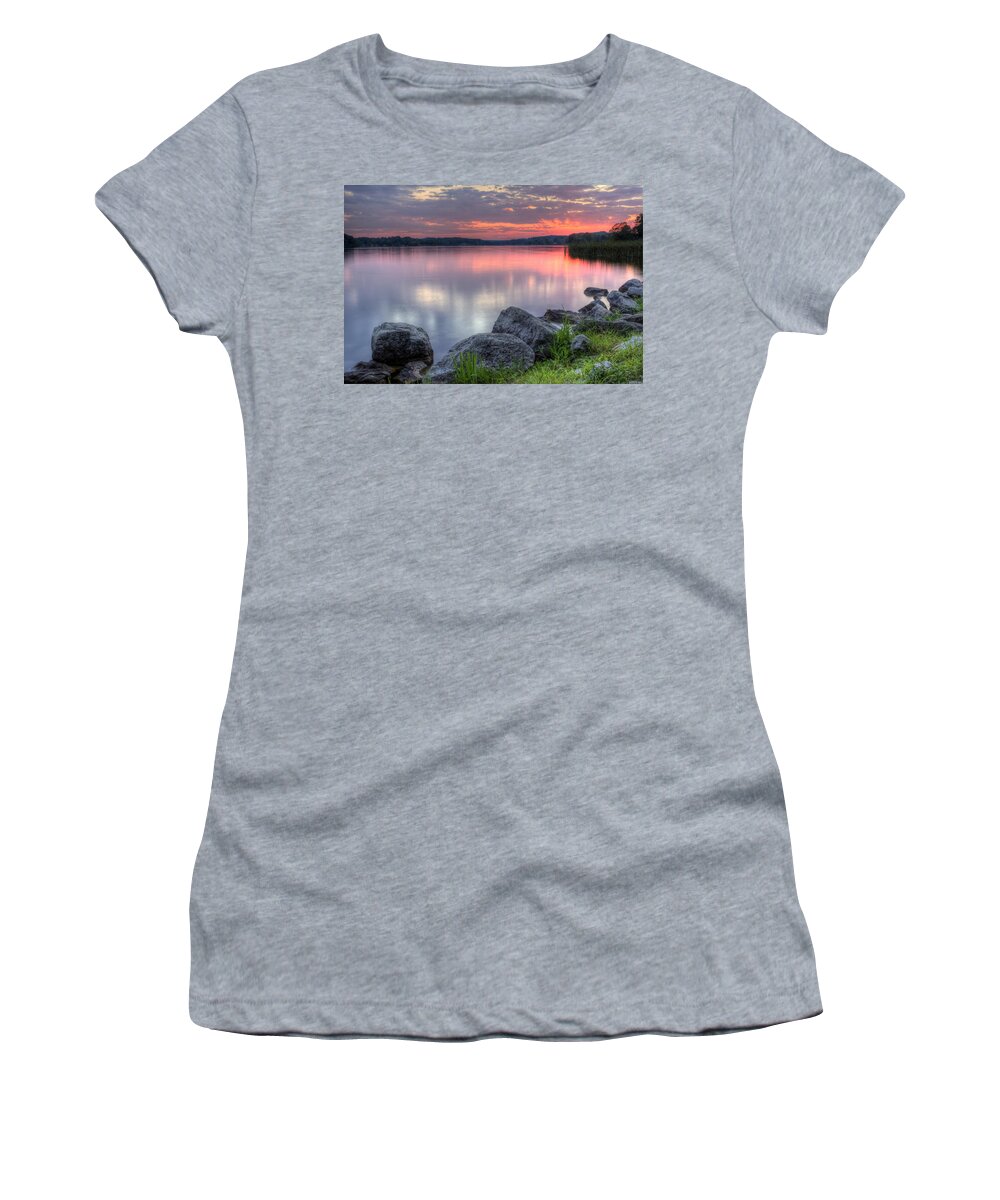 Sunset Women's T-Shirt featuring the photograph Lake Sunset #1 by David Dufresne