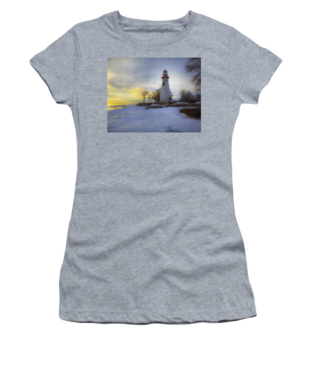 Erie Women's T-Shirt featuring the photograph Marblehead Lighthouse Lake Erie #1 by Jack R Perry