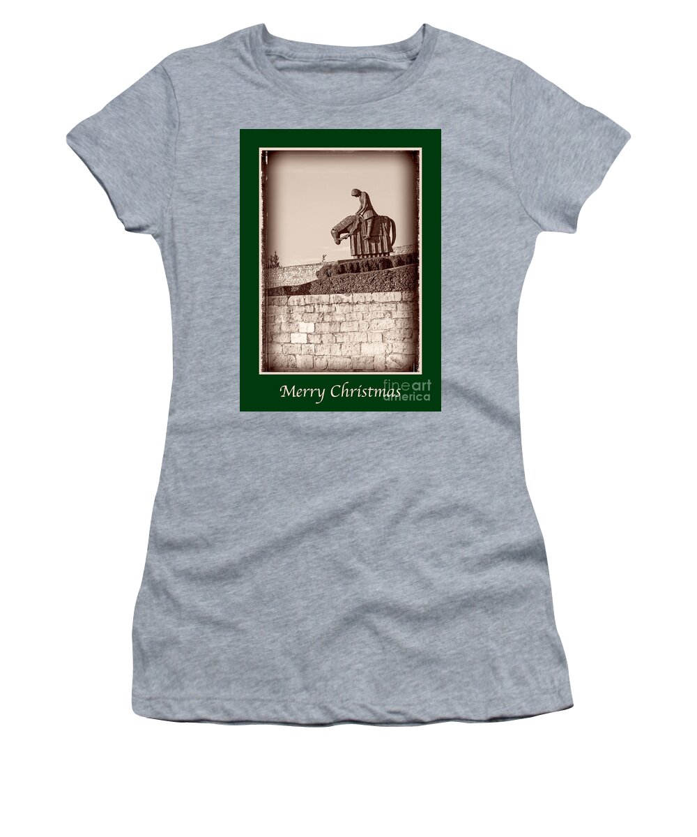Italian Women's T-Shirt featuring the photograph Merry Christmas with St Francis #2 by Prints of Italy