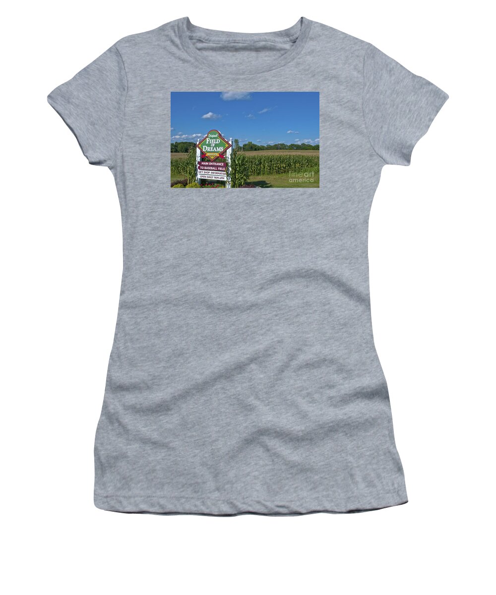Dyersville Women's T-Shirt featuring the photograph Movie Set Of Field Of Dreams #1 by Bill Bachmann