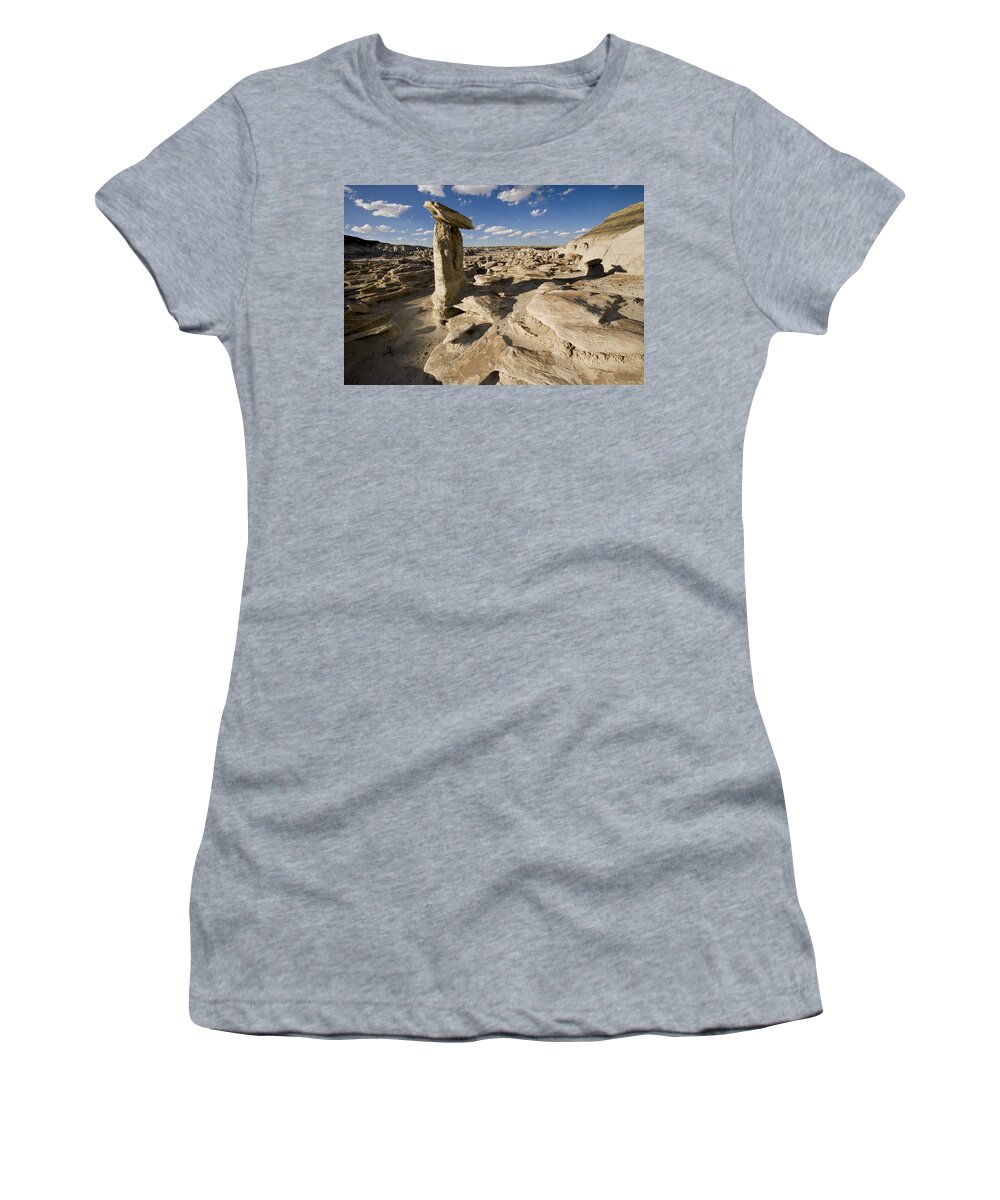 Feb0514 Women's T-Shirt featuring the photograph Mushroom Hoodoo Bisti Wilderness #1 by Tom Vezo