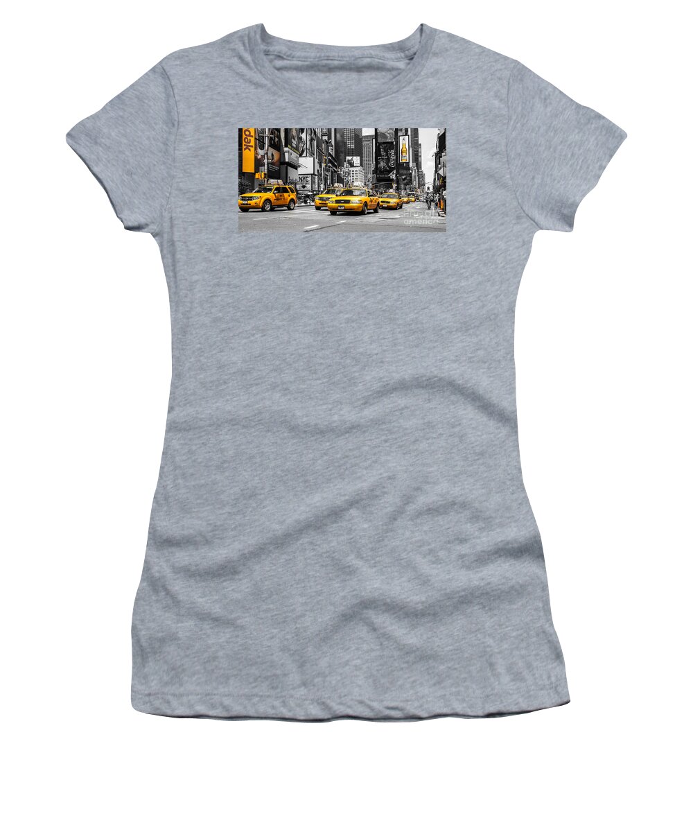 Nyc Women's T-Shirt featuring the photograph NYC Yellow Cabs - ck by Hannes Cmarits