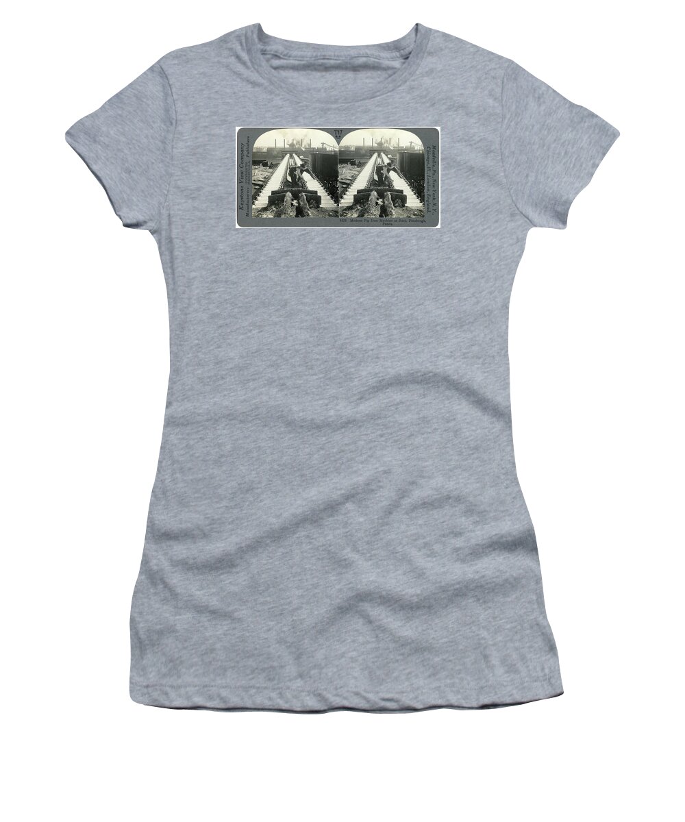 1910 Women's T-Shirt featuring the painting Pittsburgh Foundry #1 by Granger