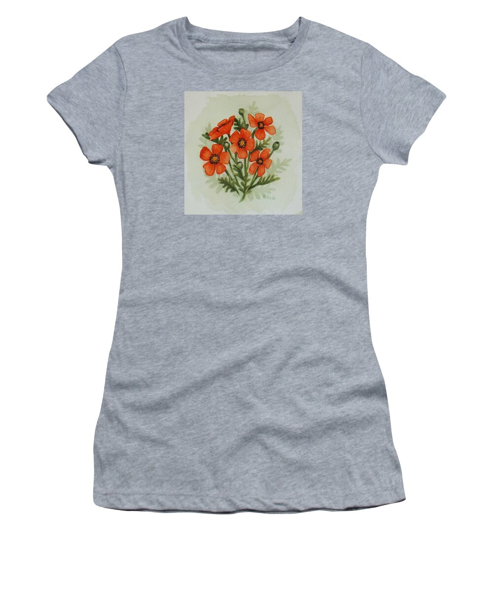 Print Women's T-Shirt featuring the painting Poppies by Katherine Young-Beck