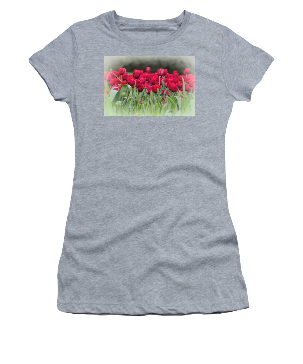 Flowers Women's T-Shirt featuring the photograph Red Tulips #1 by Bill Cannon