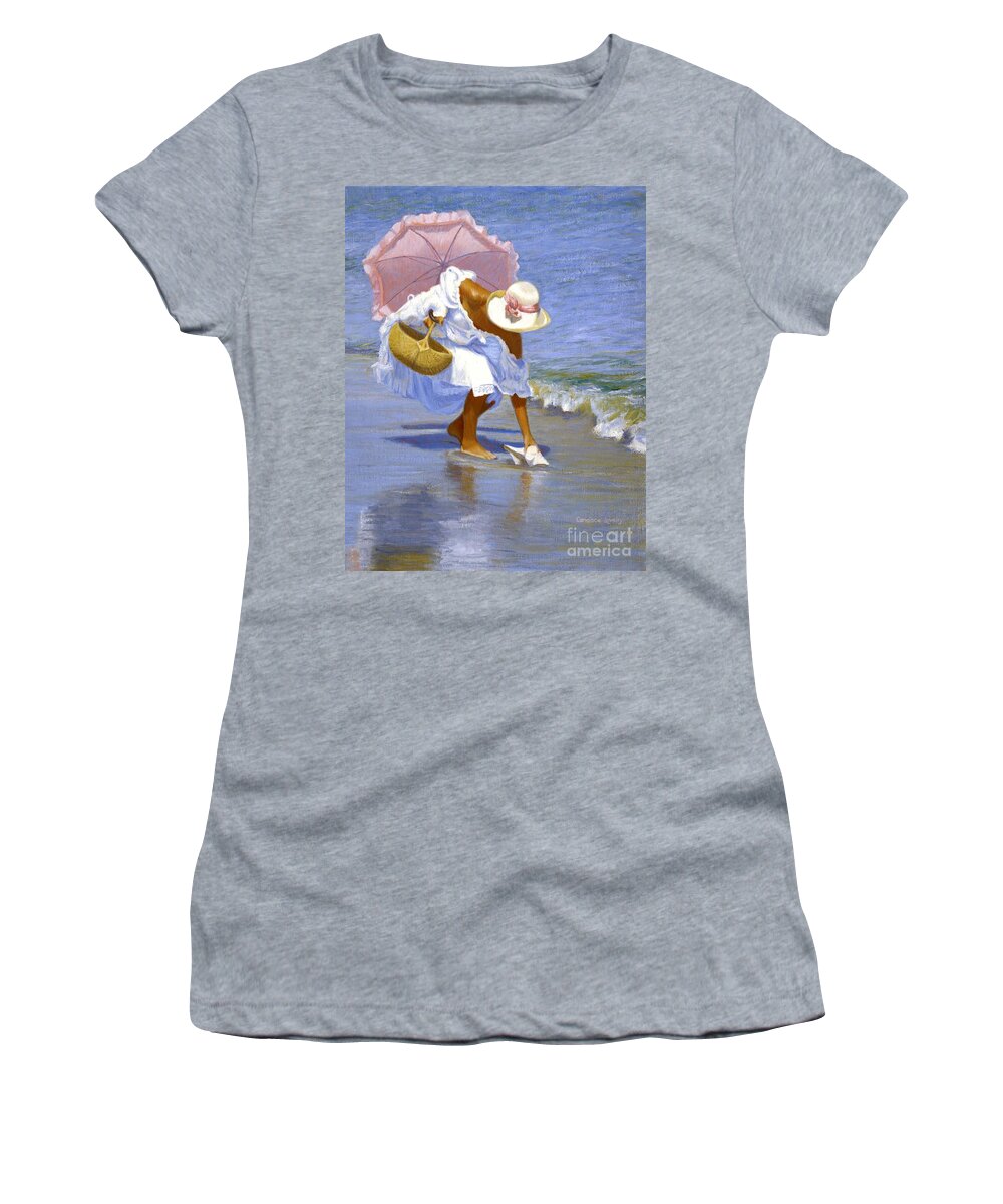 Sea Shell Pink Women's T-Shirt featuring the painting Sea Shell Pink #1 by Candace Lovely