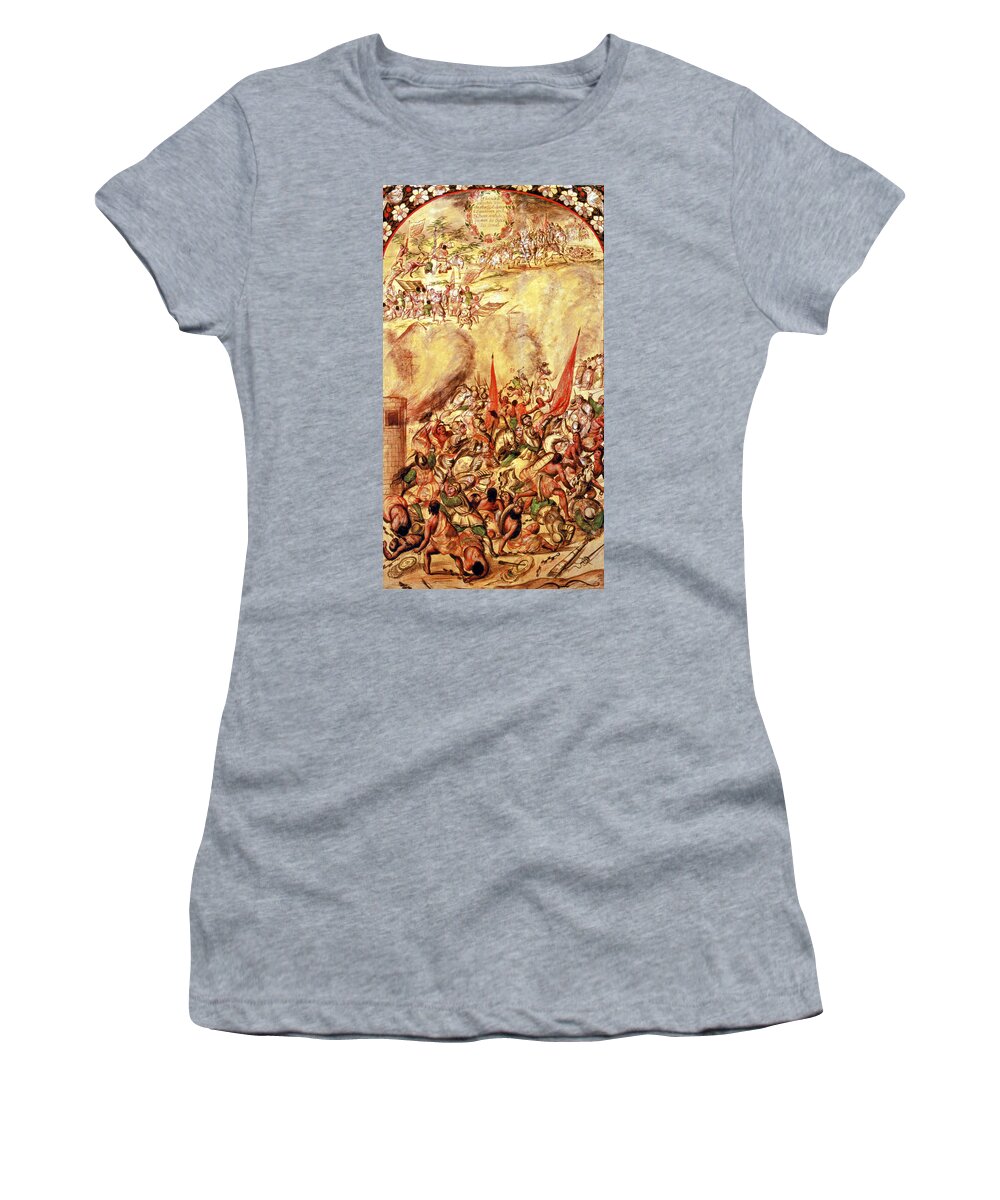 Exploration Women's T-Shirt featuring the painting Spanish Conquest Of Mexico, La Noche #1 by Science Source