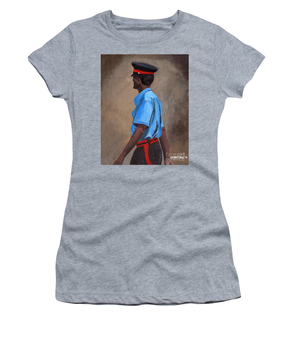 Grenada Women's T-Shirt featuring the painting Strolling Officer by Laura Forde