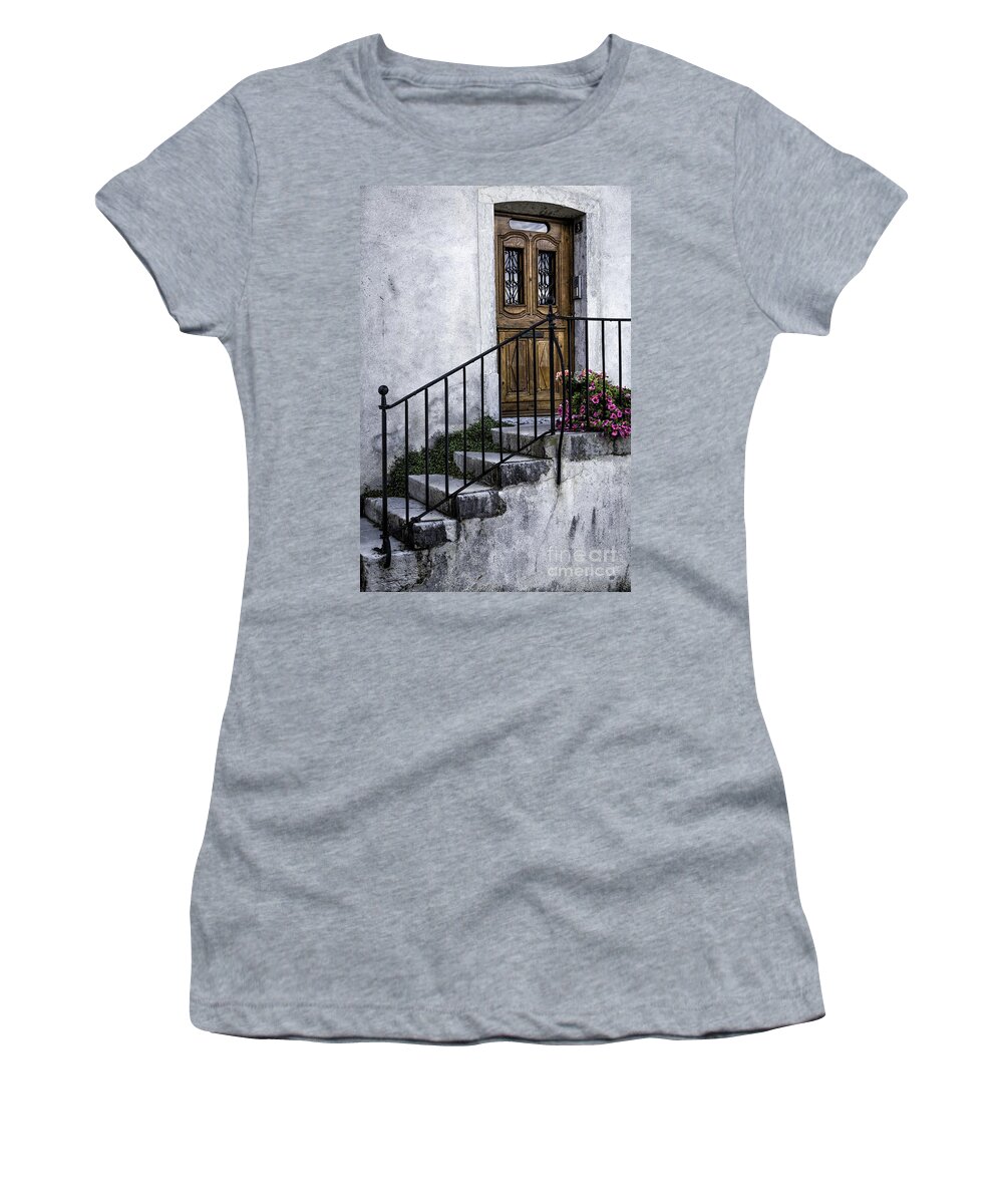 Leysin Women's T-Shirt featuring the photograph Swiss Front Porch #2 by Timothy Hacker