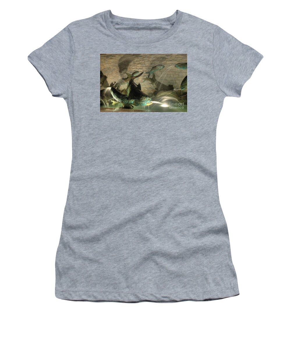 Fish Women's T-Shirt featuring the photograph The Fountain at Founders Hall #1 by Mark Dodd