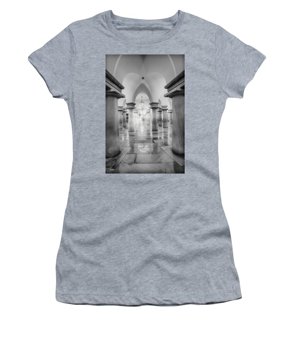 District Of Columbia Women's T-Shirt featuring the photograph United States Capitol Crypt #1 by Susan Candelario