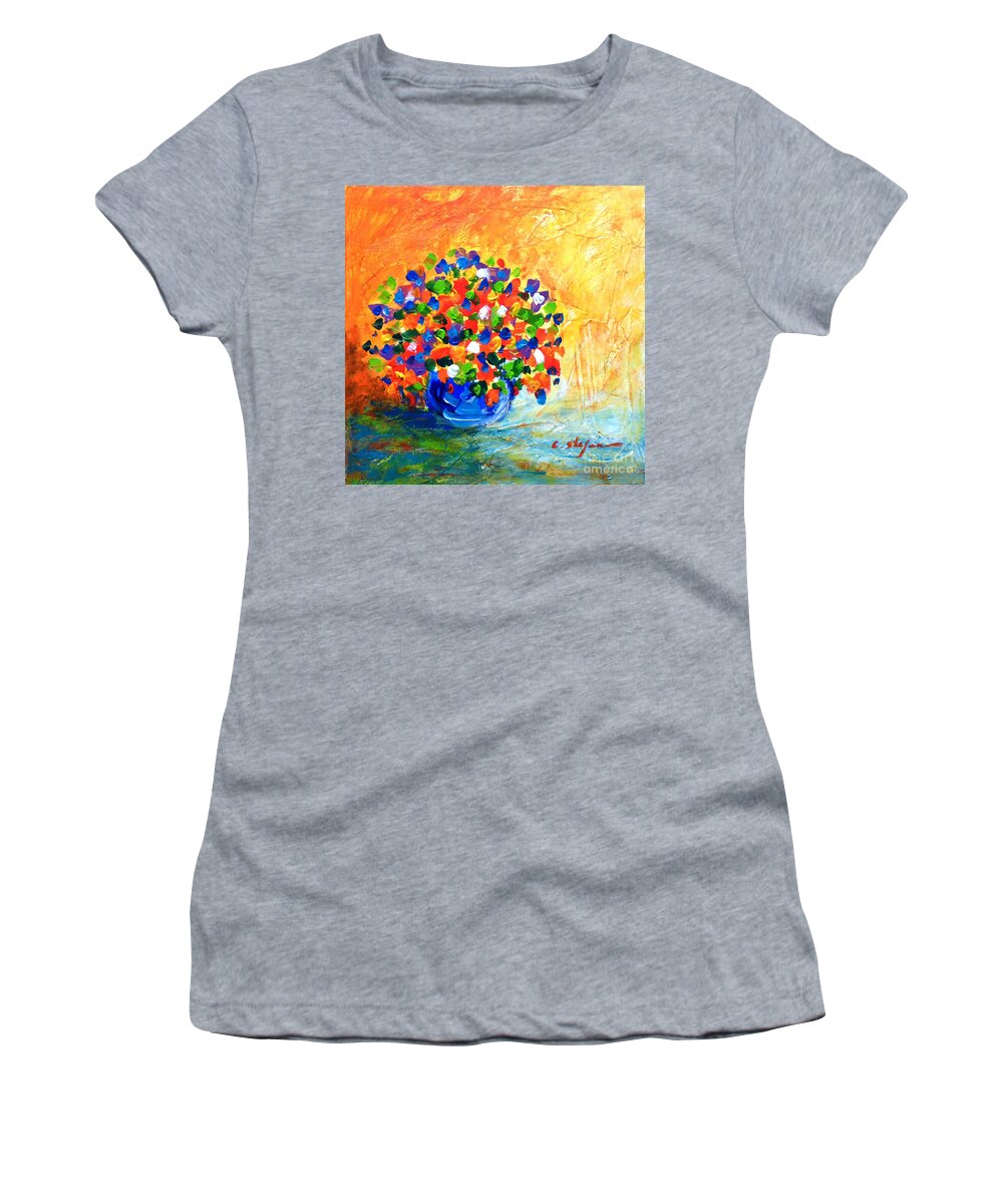 Color Women's T-Shirt featuring the painting Vase with flowers #2 by Cristina Stefan