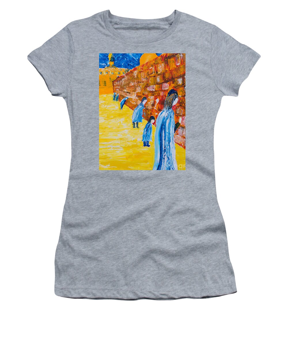 Western Wall Women's T-Shirt featuring the painting Western Wall by Walt Brodis