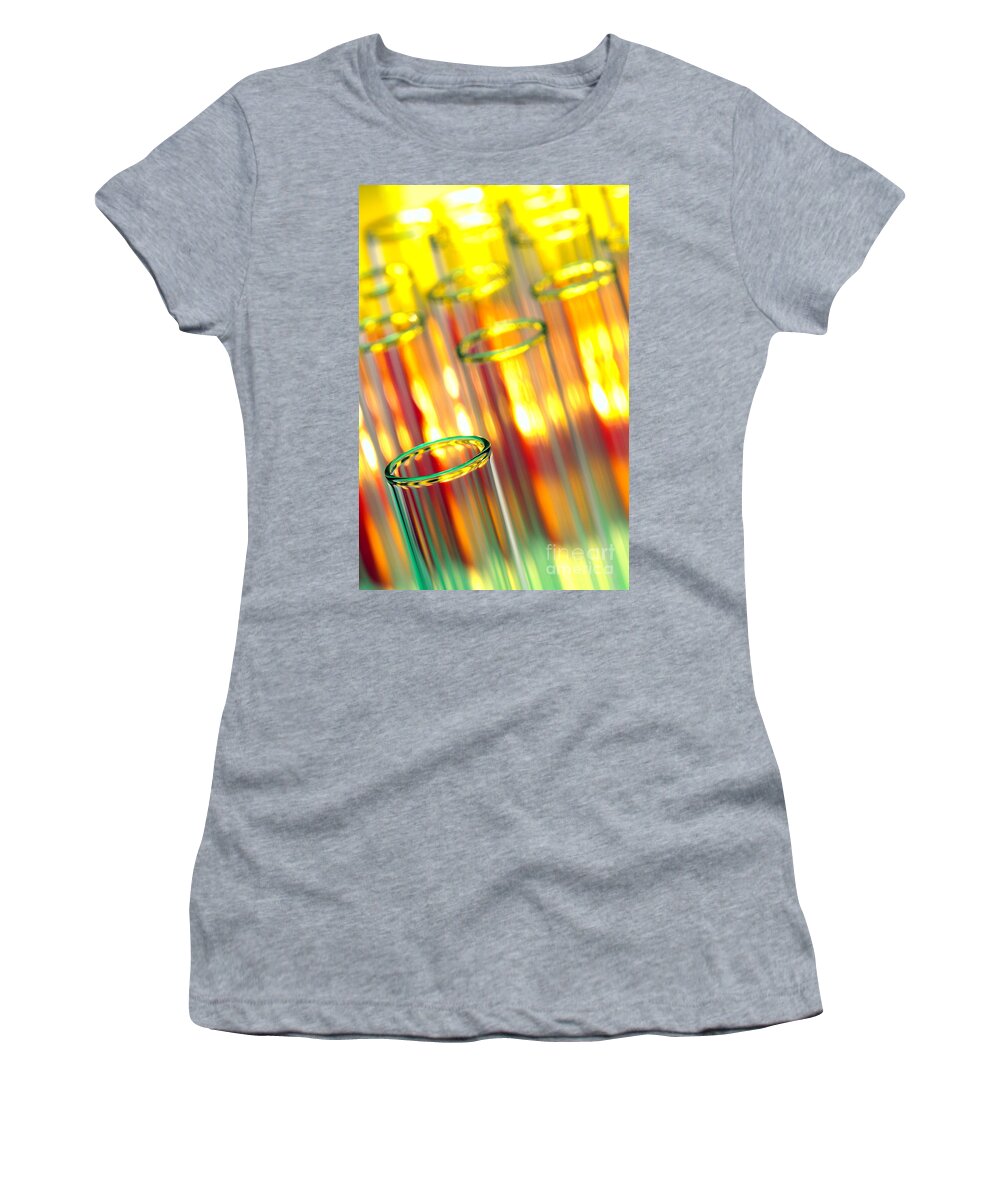 Test Women's T-Shirt featuring the photograph Test Tubes in Science Research Lab #10 by Science Research Lab