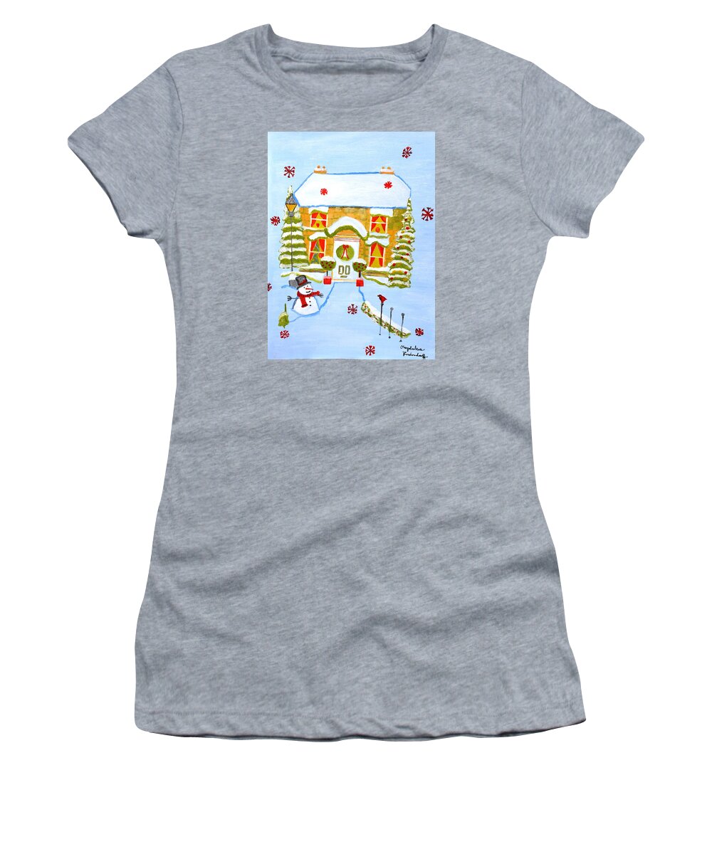 Christmas Card Women's T-Shirt featuring the painting Merry Christmas #8 by Magdalena Frohnsdorff