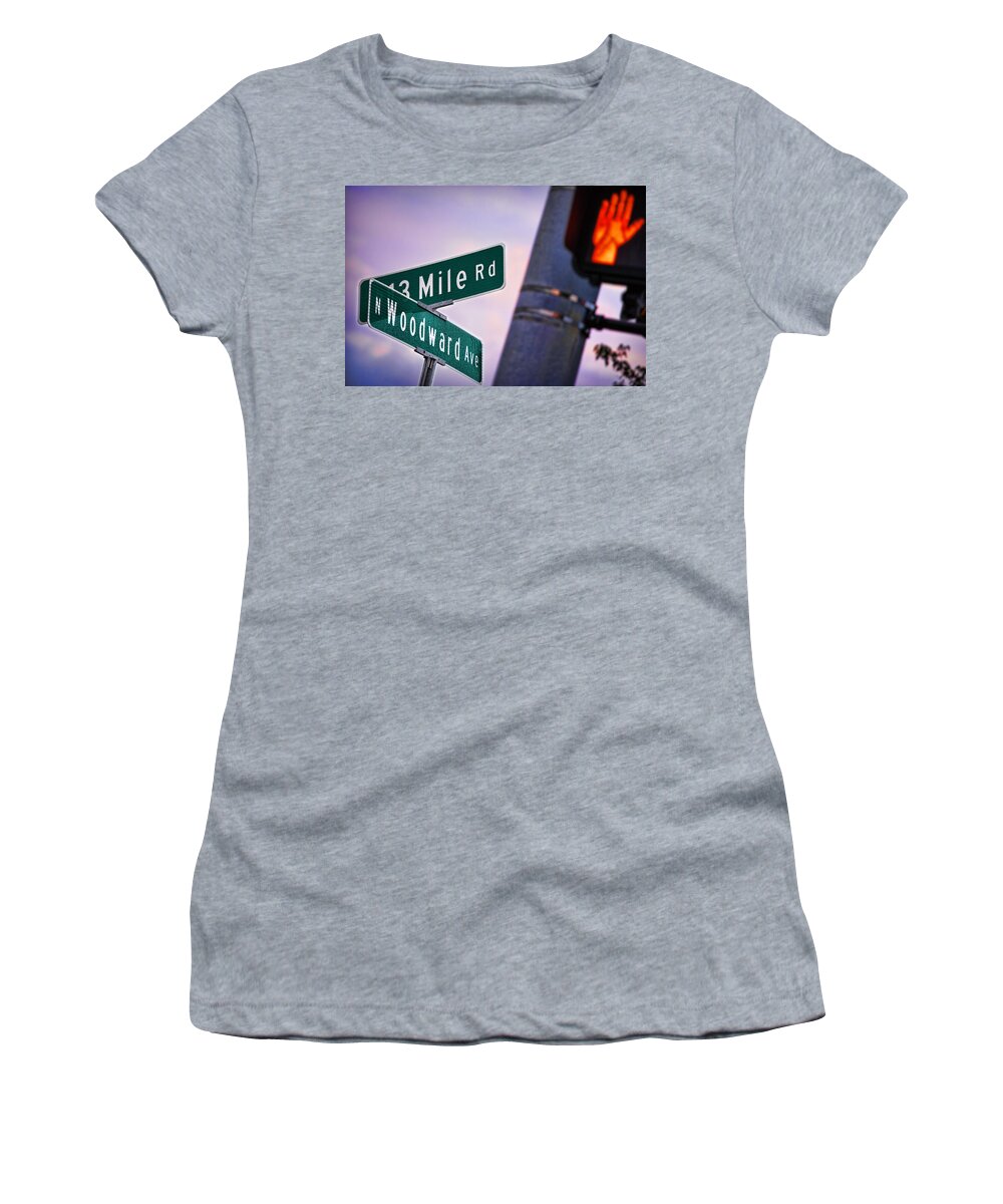  Women's T-Shirt featuring the photograph 13 Mile Road and Woodward Avenue by Gordon Dean II