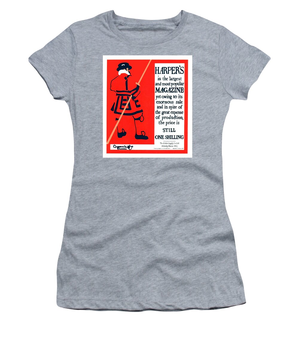Beggarstaff Women's T-Shirt featuring the digital art 1896 - Harpers Magazine Advertisement Poster - Color by John Madison