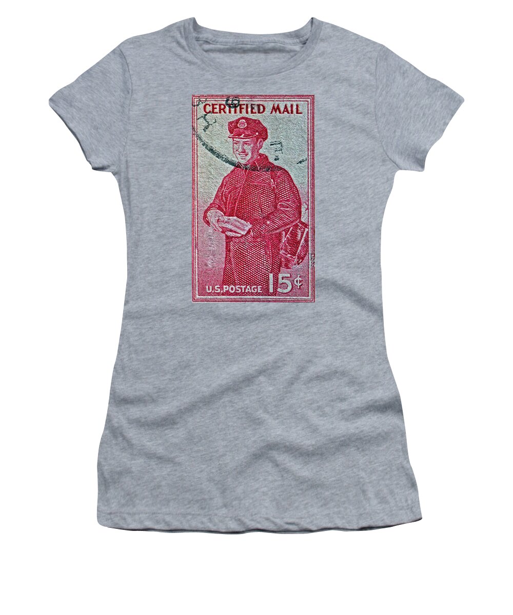 1955 Women's T-Shirt featuring the photograph 1955 First Certified Mail Stamp by Bill Owen
