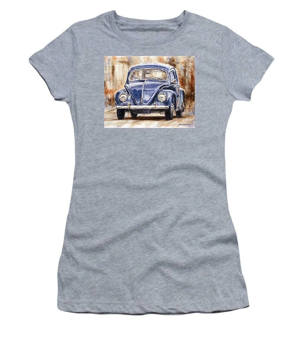 Volkswagen Women's T-Shirt featuring the painting 1960 Volkswagen Beetle by Joey Agbayani