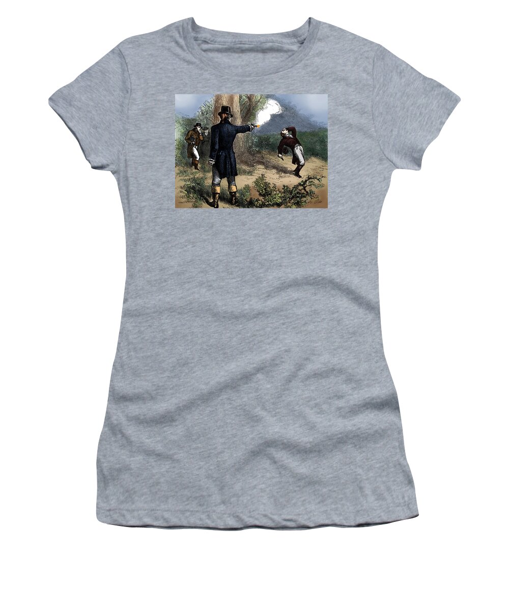 Government Women's T-Shirt featuring the photograph Burr-hamilton Duel, 1804 by Science Source