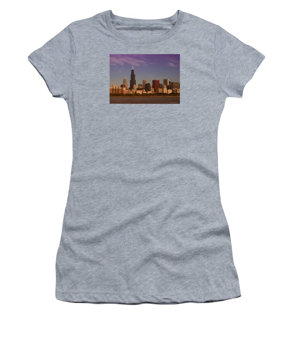 Winterpacht Women's T-Shirt featuring the photograph Chicago in the Morning #2 by Miguel Winterpacht