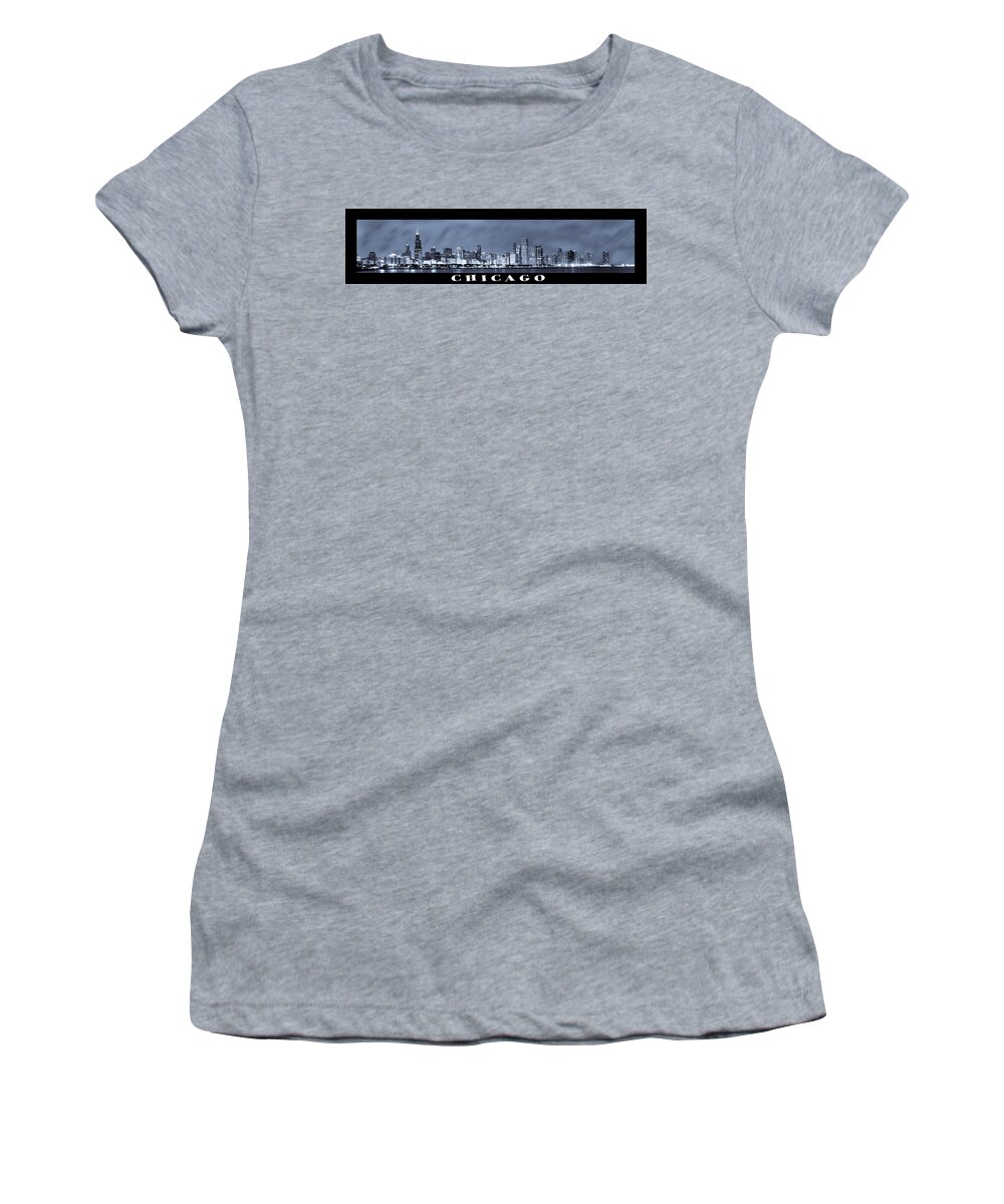 Chicago Skyline Women's T-Shirt featuring the photograph Chicago Skyline at Night #1 by Sebastian Musial