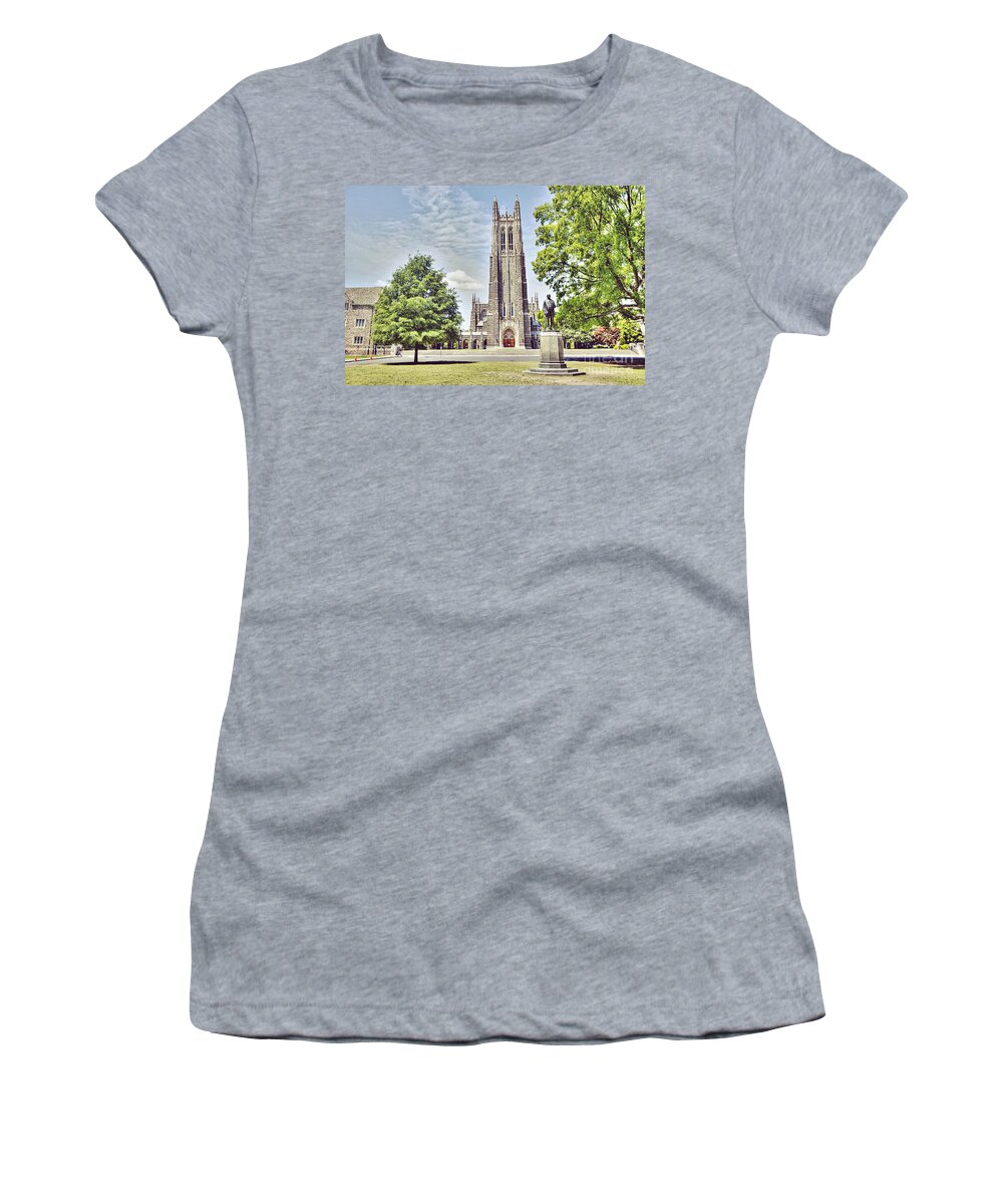 Duke University Women's T-Shirt featuring the photograph Duke Chapel in Spring #2 by Kadwell Enz