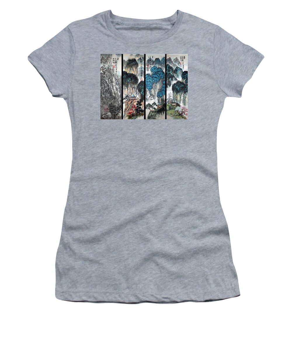 Four Seasons Women's T-Shirt featuring the photograph Four Seasons in Harmony #1 by Yufeng Wang
