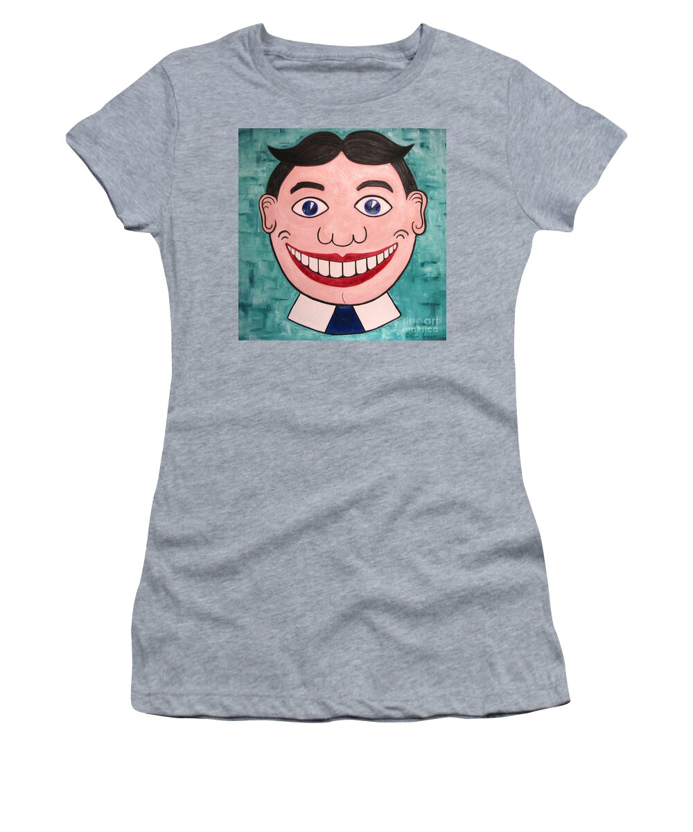Tillie Women's T-Shirt featuring the painting Happy Tillie by Patricia Arroyo