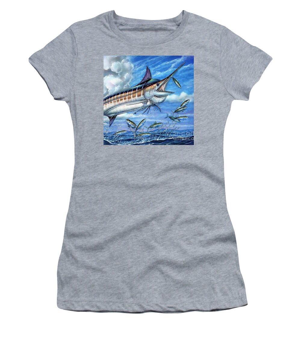 Blue Marlin Women's T-Shirt featuring the painting Marlin Queen by Terry Fox