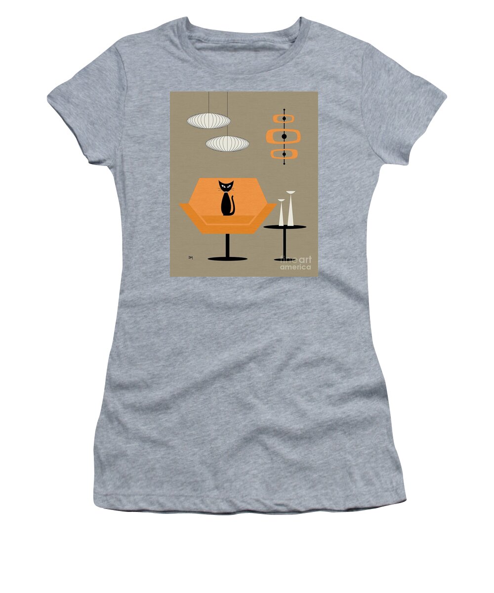 George Nelson Women's T-Shirt featuring the digital art Mod Chair in Orange #1 by Donna Mibus