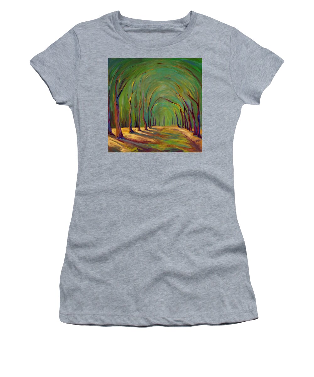 Landscape Women's T-Shirt featuring the painting Our Secret Place by Konnie Kim