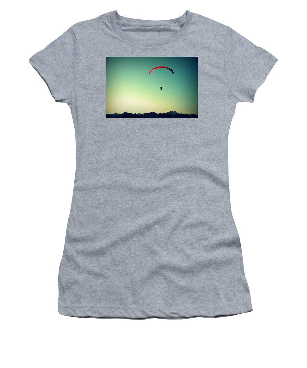 Paraglider Women's T-Shirt featuring the photograph Paraglider #2 by Chevy Fleet