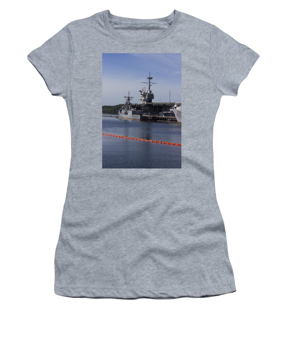Navy Ship Women's T-Shirt featuring the photograph Puget Sound Naval Shipyard wa8 #1 by Cathy Anderson
