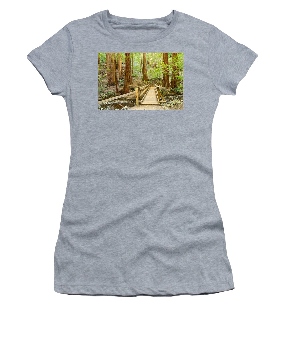 Redwood Women's T-Shirt featuring the photograph Redwood Forest of Muir Woods National Monument. #2 by Jamie Pham