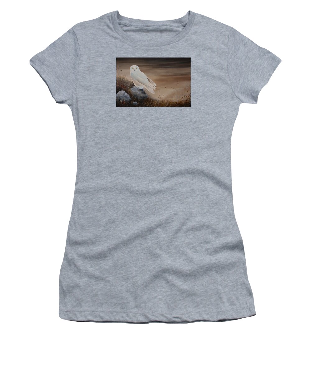 Bird Women's T-Shirt featuring the painting Snowy Owl by Charles Owens