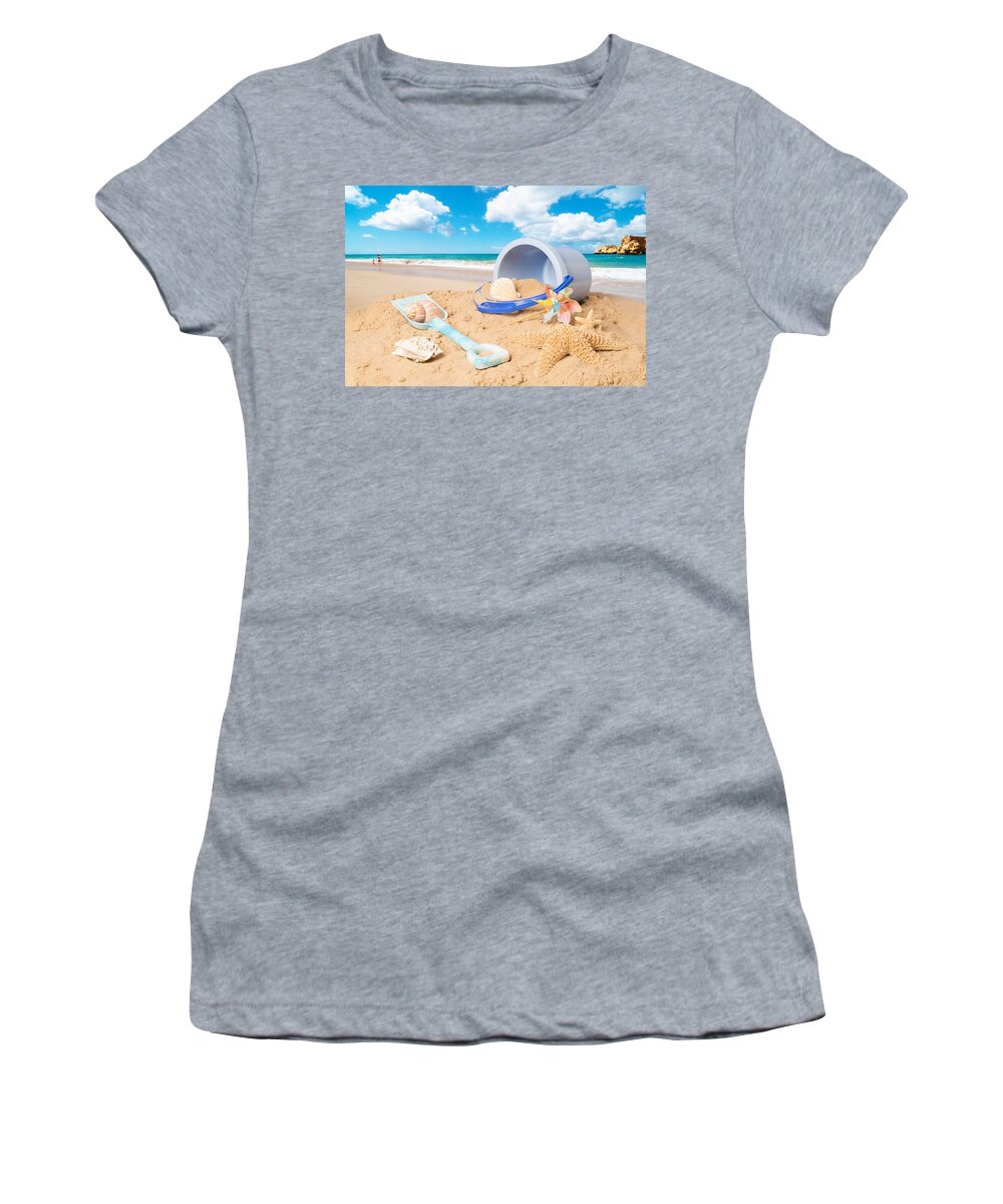 Background Women's T-Shirt featuring the photograph Summer Beach #2 by Amanda Elwell