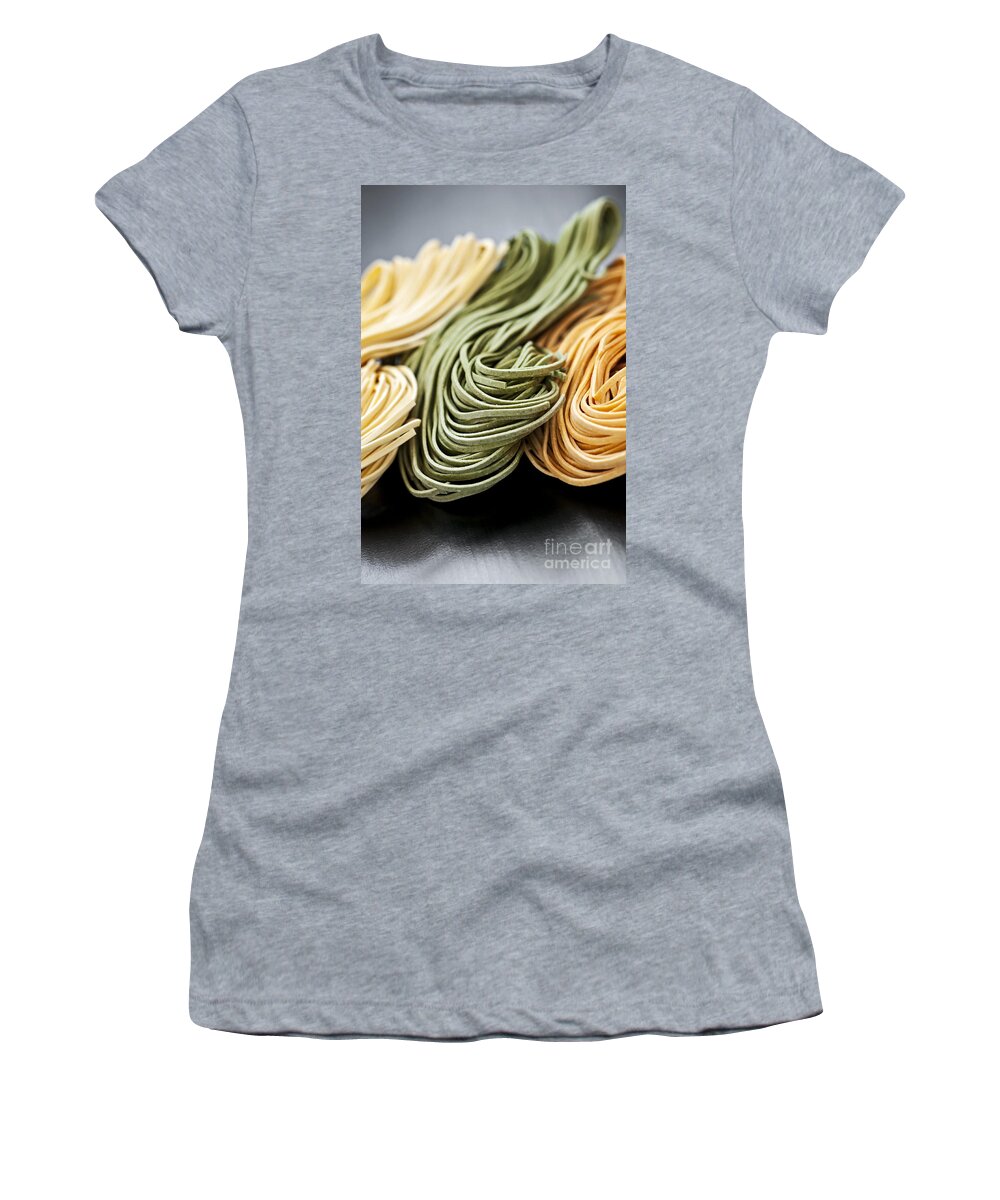Tagliolini Women's T-Shirt featuring the photograph Tagliolini pasta 1 by Elena Elisseeva