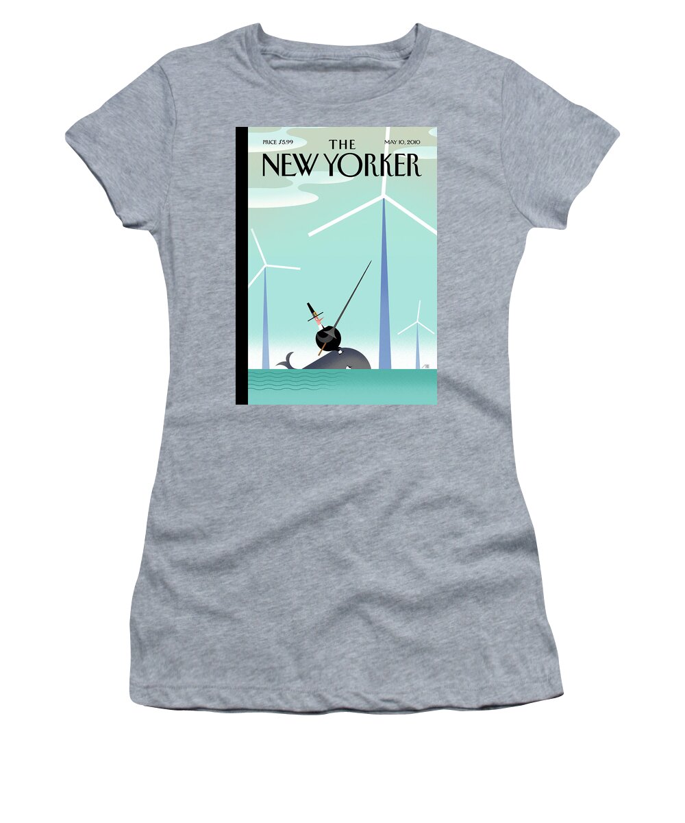 Wind Farm Women's T-Shirt featuring the painting Tilt by Bob Staake
