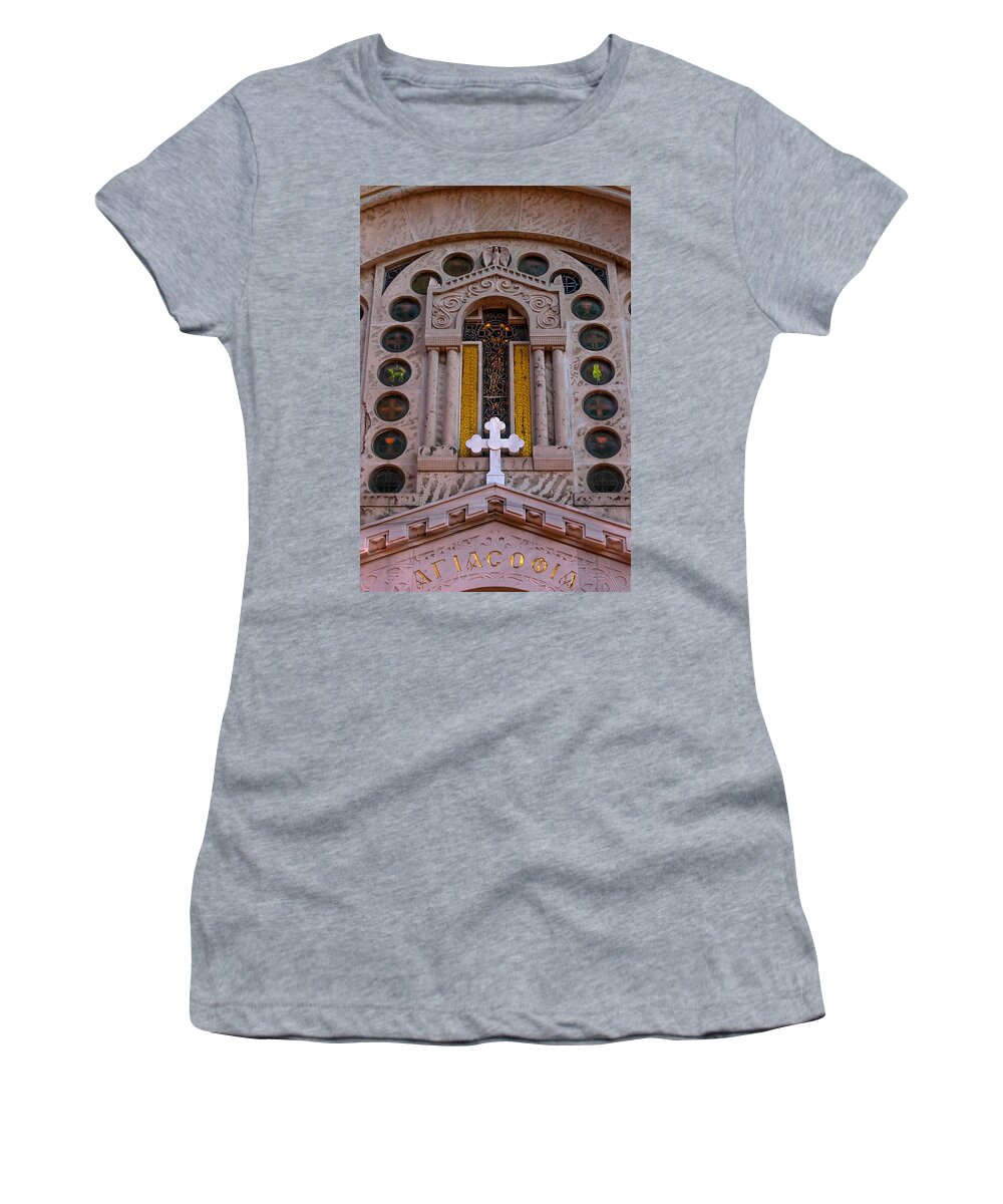 1948 Women's T-Shirt featuring the photograph White Cross at St Sophia by Ed Gleichman