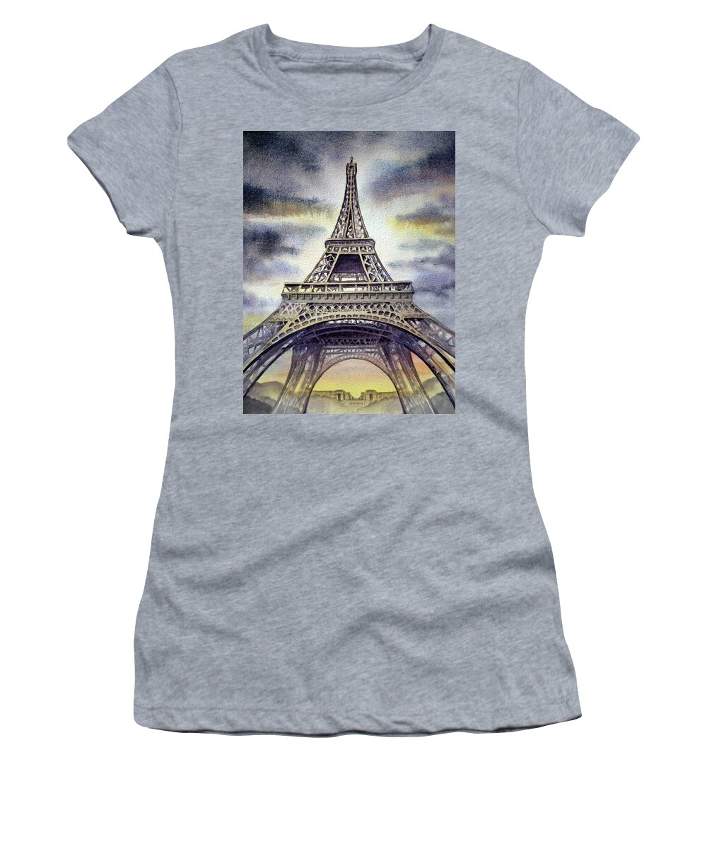 Eiffel Women's T-Shirt featuring the painting Eiffel Tower by Irina Sztukowski