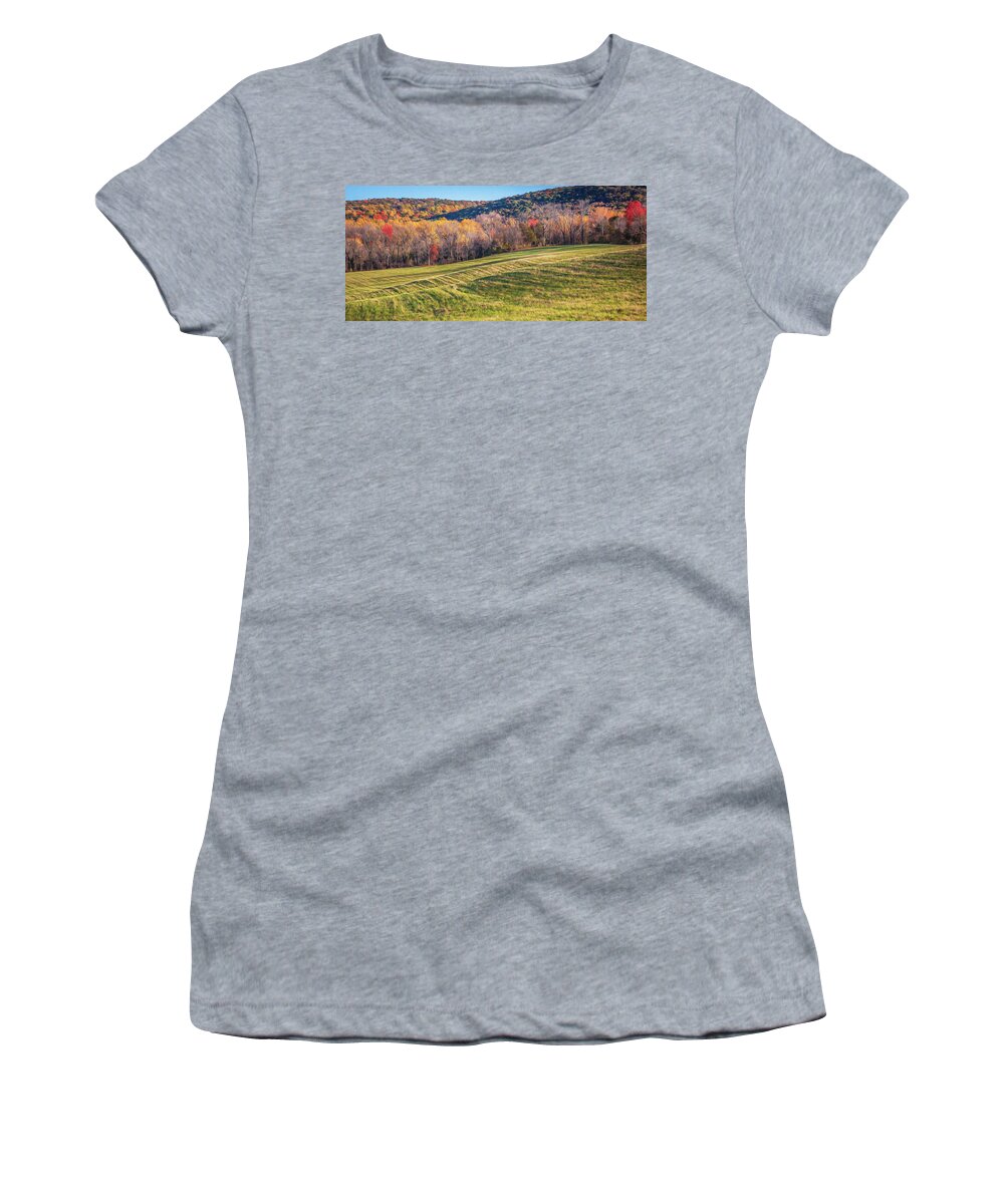 Farm Land Women's T-Shirt featuring the photograph Farm Land Sussex County Western New Jersey Painted  #3 by Rich Franco
