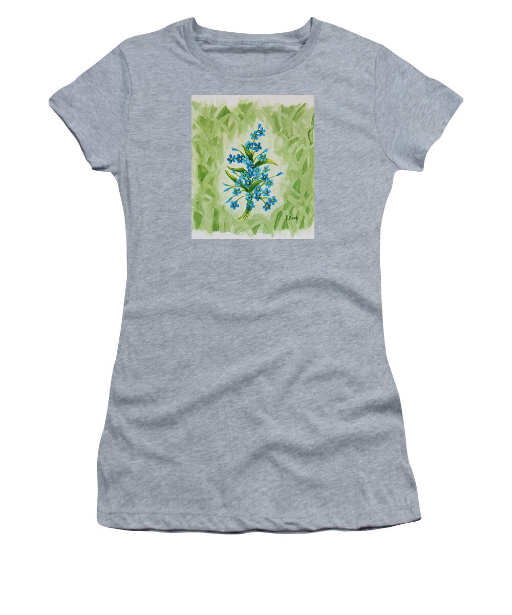 Print Women's T-Shirt featuring the painting For-Get-Me-Nots by Katherine Young-Beck