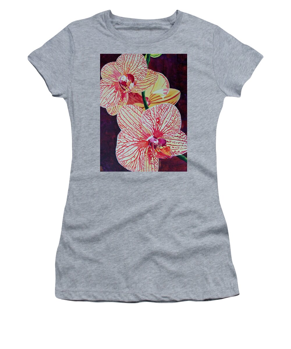 Orchids Women's T-Shirt featuring the painting Orchids by Terry Holliday