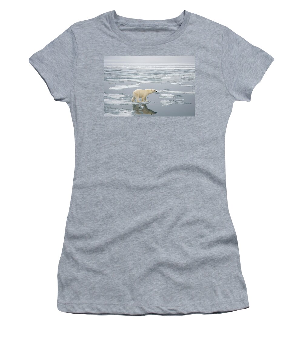 Kazlowski Women's T-Shirt featuring the photograph Polar Bear Travels On Sea Ice Floating #3 by Steven Kazlowski