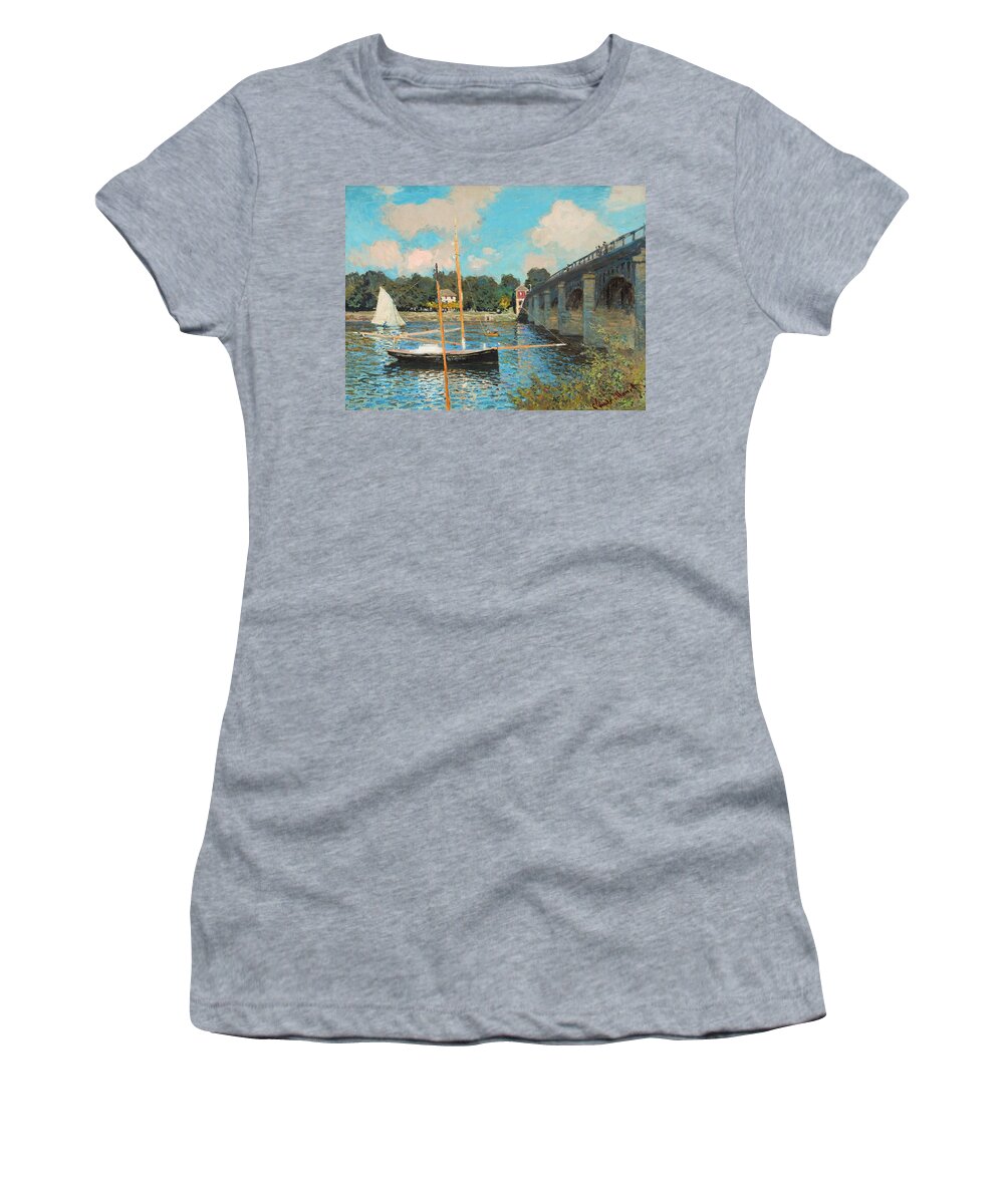 Claude Monet Women's T-Shirt featuring the painting The Bridge At Argenteuil #3 by Claude Monet