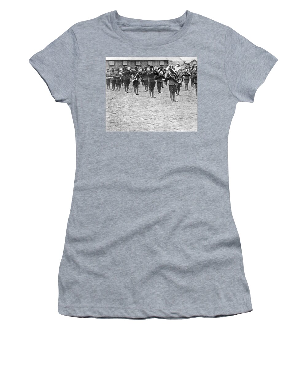 1918 Women's T-Shirt featuring the photograph 369th Infantry Regiment Band by Underwood Archives