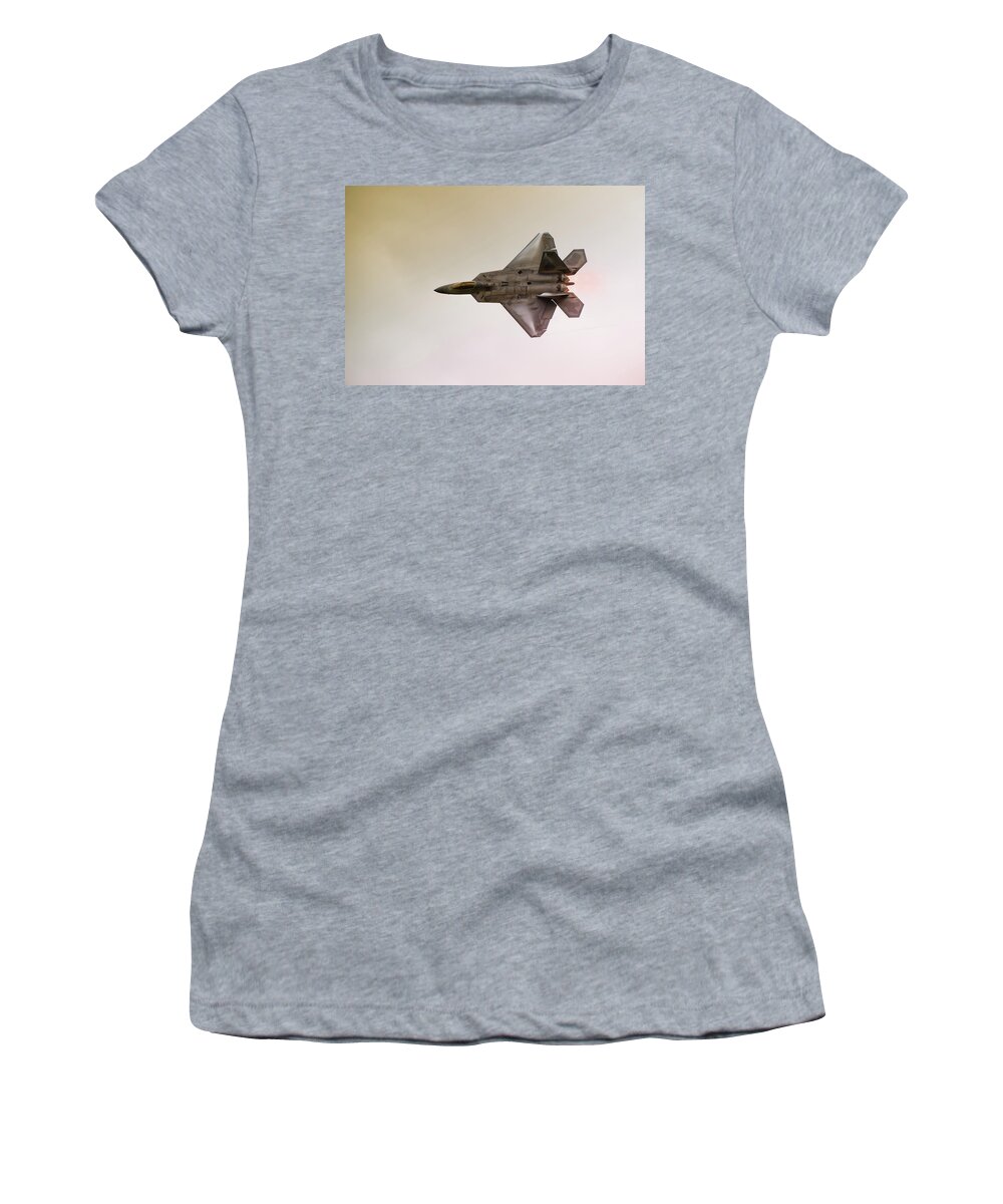 Airplane Women's T-Shirt featuring the photograph F-22 Raptor #4 by Sebastian Musial